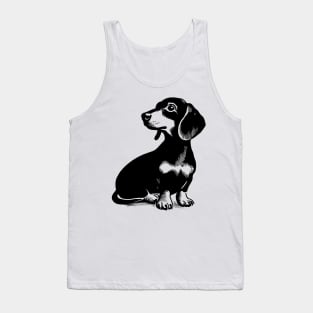 Stick figure dash hound dog in black ink Tank Top